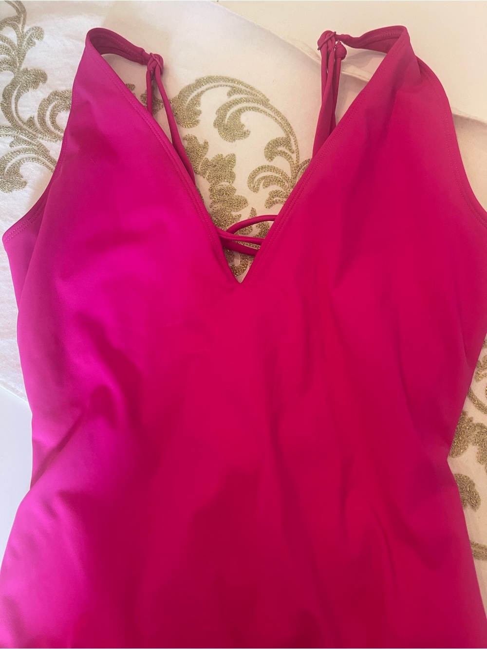 Ta3 Swim Plungey One-Piece Suit In Pink View 3
